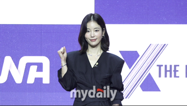 기은세가 30일 서울 상암 큐브컨벤션센터에서 진행된 ENA 신규 예능 '엑스 더 리그' 제작발표회에 참석했다. / 마이데일리