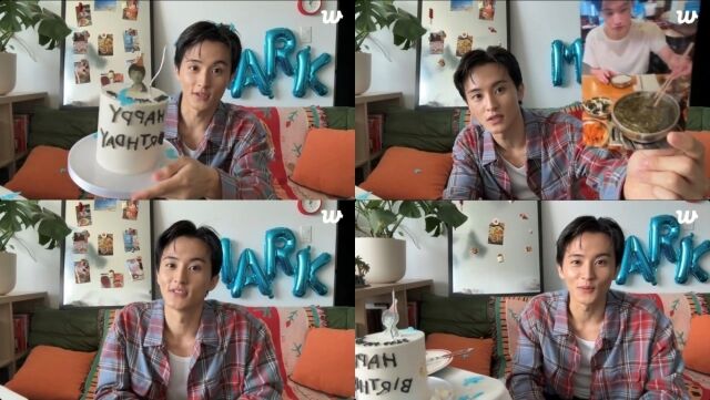 그룹 NCT 출신 마크가 생일 기념 라이브 방송을 진행했다. / 위버스 라이브 화면 캡처