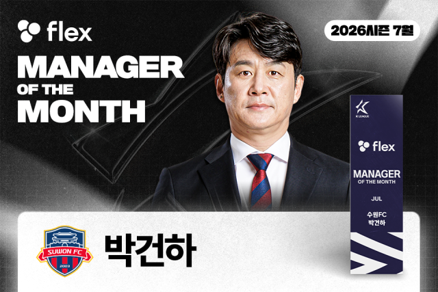 박건하 수원FC 감독이 7월 ‘flex 이달의 감독상’을 수상했다. /한국프로축구연맹 제공