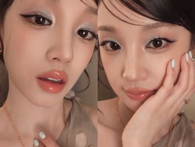 그룹 아이들 우기가 초근접 앵글 속에서도 흠잡을 데 없는 완벽한 피부결을 자랑했다./우기 소셜미디어