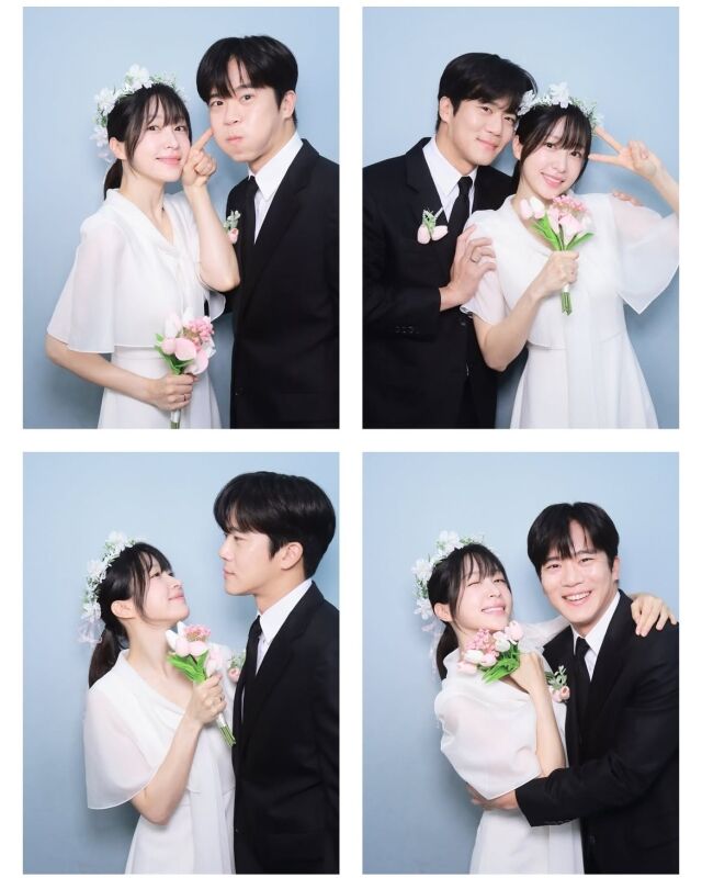 하니(안희연)가 배우 하석진과 함께한 웨딩 콘셉트 비하인드 사진을 공개하며 시선을 사로잡았다. / 하니 SNS