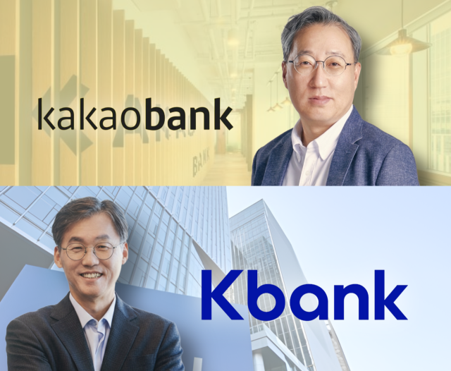윤호영 카카오뱅크 대표, 최우형 케이뱅크 행장. /그래픽=정수미 기자