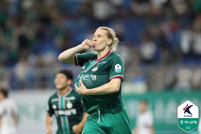 루빅손(대전 하나시티즌) 지난 2일 펼쳐진 광주 FC와의 경기에서 득점에 성공했다./한국프로축구연맹 제공