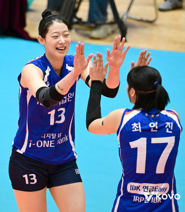 IBK기업은행 최정민이 세리머니를 하고 있다./KOVO 제공