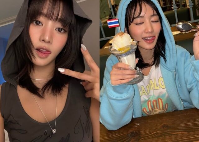 민니는 압도적인 비주얼과 세련된 패션 감각으로 뉴욕의 분위기를 평정했다. 살짝 내민 혀가 섹시함을 더했다./민니 소셜미디어