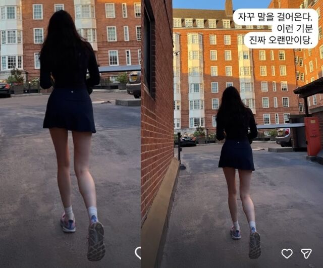 장윤주는 12일 자신의 개인 SNS 채널에 "자꾸 말을 걸어온다. 이런 기분 진짜 오랜만이당"이라는 글과 함께 런던 거리를 거닐고 있는 여유로운 사진을 공개했다./장윤주 소셜미디어