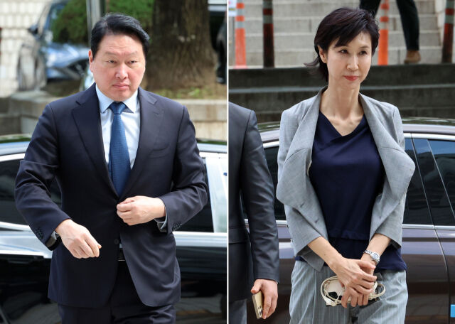 최태원(왼쪽사진) SK그룹 회장과 노소영 아트센터 나비 관장. /뉴시스