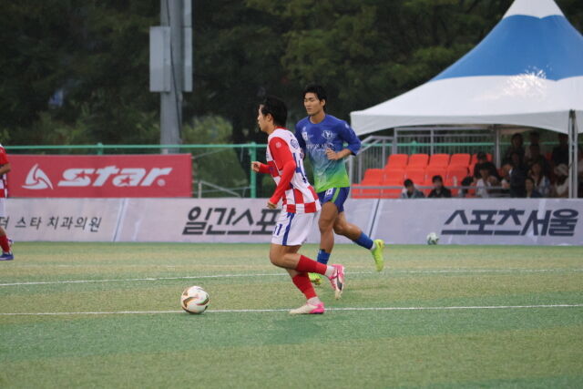 한남대학교가 16일 열린 예원예술대학교와의 조별리그 2차전에서 5-0으로 대승을 거뒀다. 한남대 구유하는 1도움을 기록하며 승리에 기여했다./한국대학축구연맹 제공