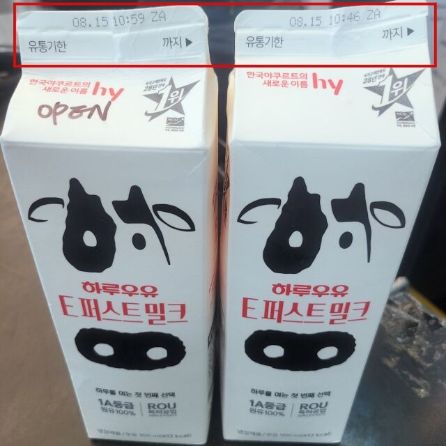 유통과정 중 변질된 것으로 보이는 hy ‘하루우유 E퍼스트밀크’ 제품. /제보자