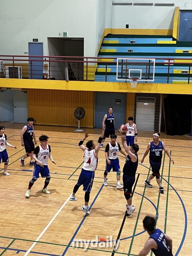 16일 서울 은평구 은평구민체육센터에서 2026 서울 은평 시니어 디비전리그 2라운드가 열렸다. 대회에 참가한 두 팀이 경기를 치르고 있다. /은평구민체육센터=디코트크루 이정민