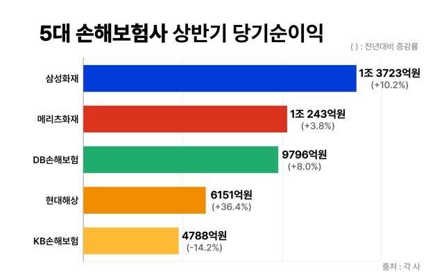 5대 손해보험사 상반기 당기순이익 추이 /AI 편집 이미지