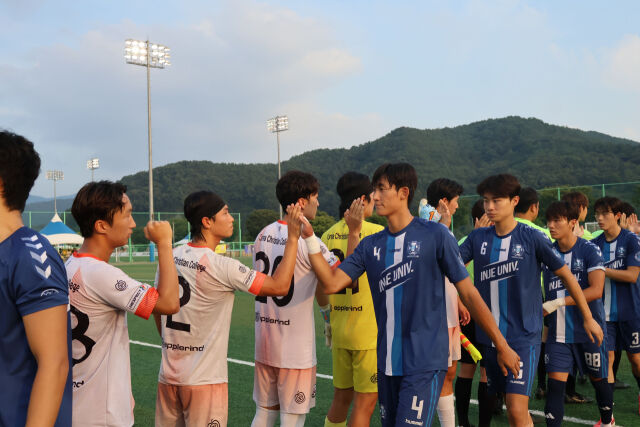 인제대가 22일 군민체육공원에서 열린 순복음총회와의 8강전에서 3-1로 승리했다. 인제대 이주성./한국대학축구연맹 제공