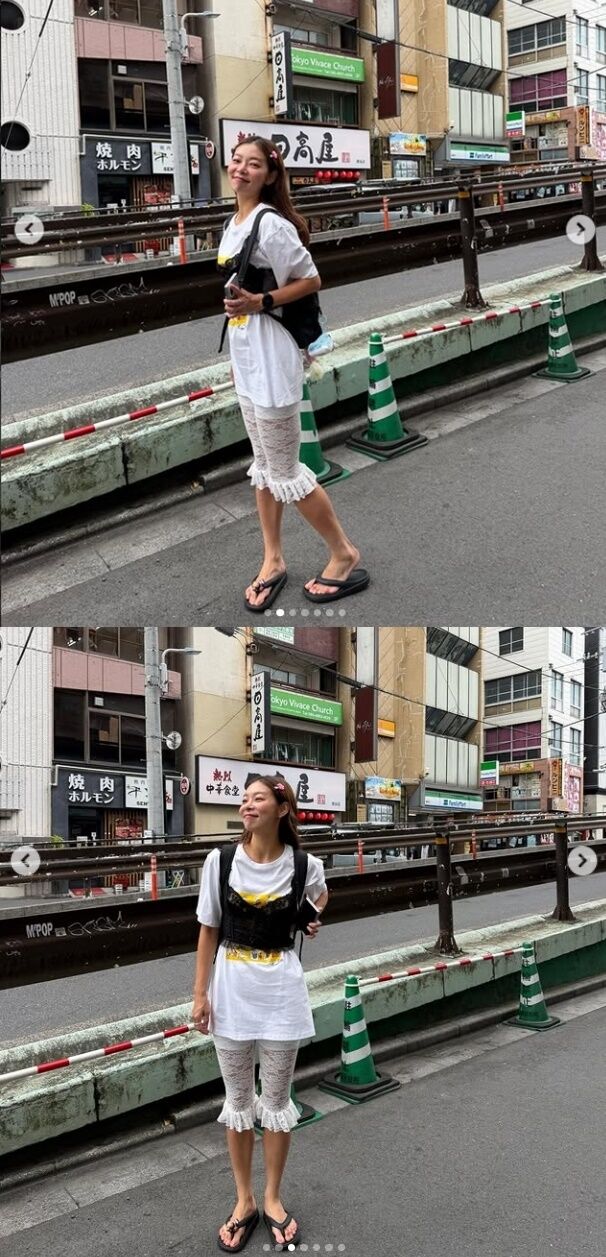 모델 겸 방송인 송해나가 남다른 패션 감각으로 일본 도쿄 거리를 뒤흔들었다. /송해나 소셜미디어
