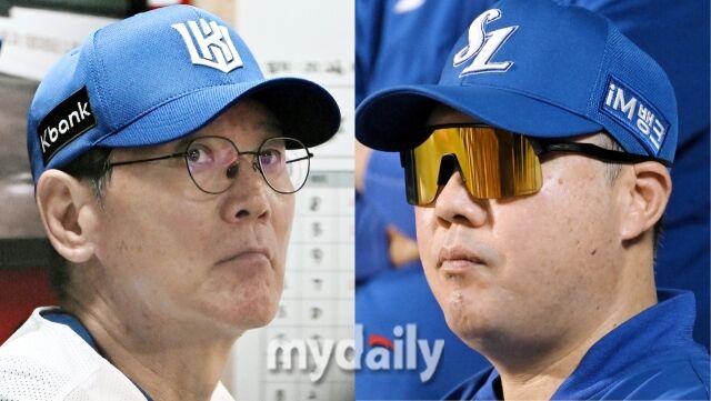 KT 위즈와 삼성 라이온즈의 타이 브레이커 가능성이 생겼다. 이강철 감독과 박진만 감독의 모습./마이데일리