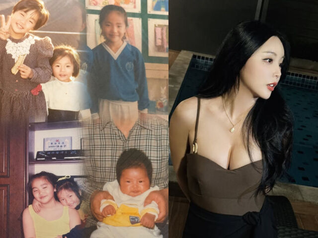 홍진영의 어린 시절 사진이 인기다. / (왼쪽) 홍선영 SNS, (오른쪽) 홍진영 SNS