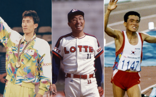 2026 대한민국 스포츠영웅 최종후보자로 선정된 박주봉(왼쪽), 故 최동원, 황영조. /대한체육회 제공