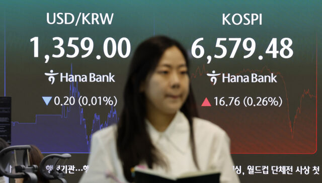 3일 서울 중구 하나은행 딜링룸 전광판에 주요 지수가 표시 되고 있다. /뉴시스