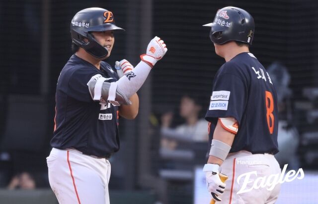 강백호가 6일 부산 사직구장에서 열린 롯데 자이언츠전에서 시즌 29번째 홈런을 기록했다./한화 이글스 제공