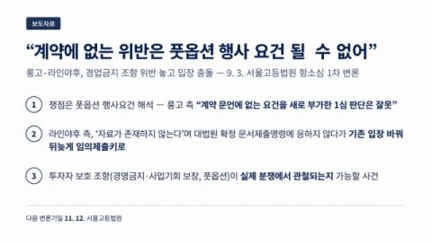 룽고&middot;라인야후, 경업금지 조항 위반 놓고 항소심 공방