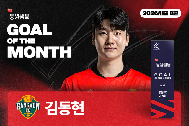 강원FC 김동현이 2026시즌 8월 이달의 골을 수상했다./프로축구연맹 제공
