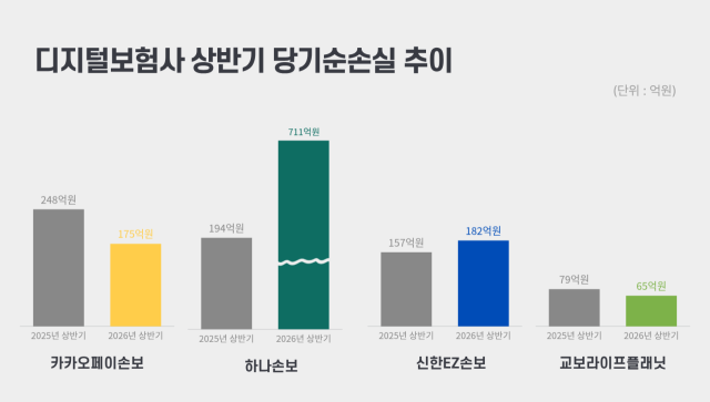 디지털보험사 상반기 당기순손실 추이. /정수미 기자