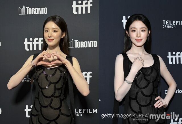 아이들 멤버 슈화가 토론토 국제영화제 레드카펫에 섰다. / 아이들 공식 소셜미디어(왼쪽) 및 게티이미지코리아