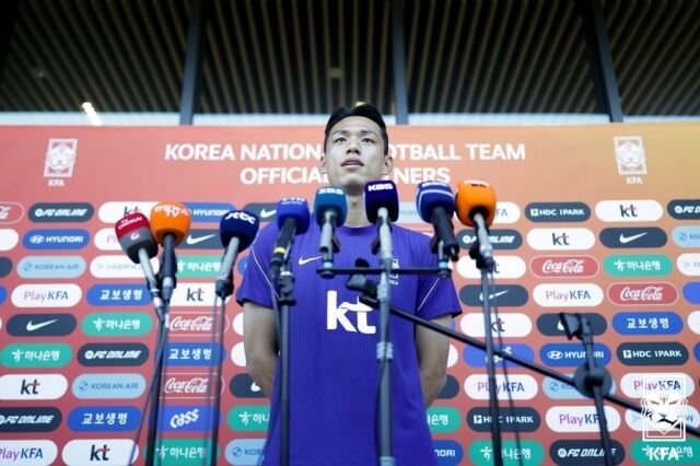 로베르토 모레노 임시 감독이 지휘하는 대한민국 축구대표팀에 승선한 오세훈이 21일 충청남도 천안에 위치한 코리아풋볼파크에서 취재진과 인터뷰를 진행했다./대한축구협회 제공