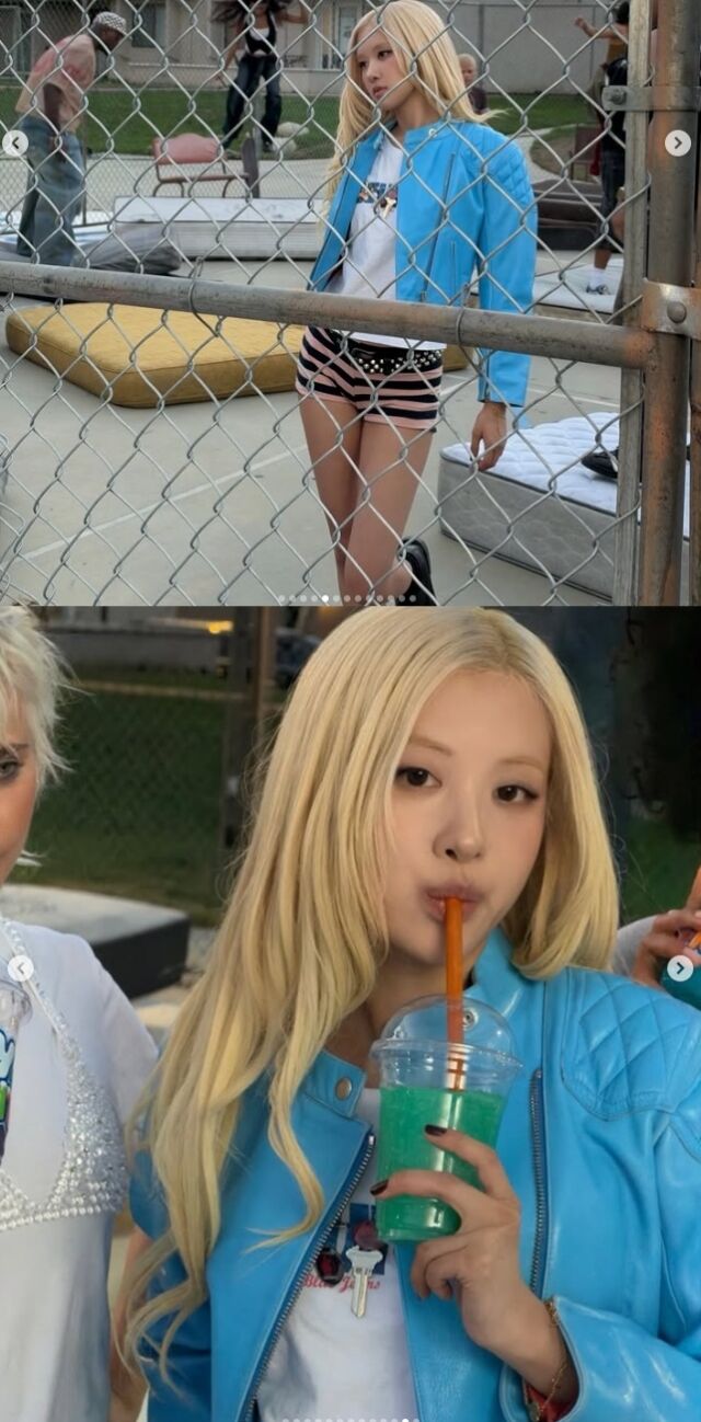 그룹 블랙핑크 로제가 신곡 '뉴 트릭(new trick)' 뮤직비디오 촬영 비하인드 컷을 통해 독보적인 비주얼을 자랑했다. /로제 소셜미디어
