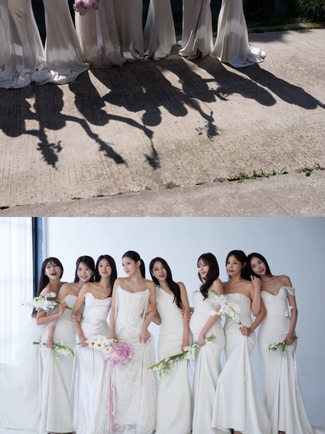 조가빈 웨딩 촬영 때 한자리에 모인 그룹 나인뮤지스./조가빈 인스타그램