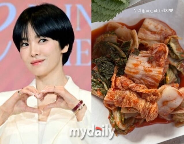 배우 송혜교가 박솔미의 김치를 홍보했다. / 마이데일리 및 송혜교 소셜미디어