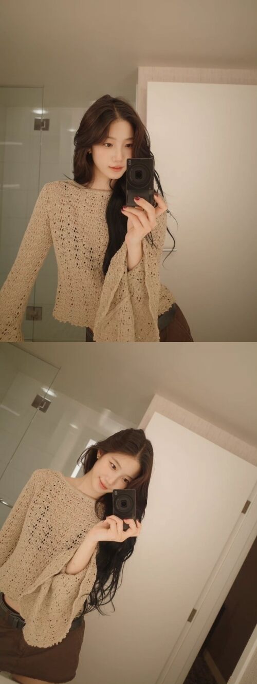 그룹 르세라핌 멤버 카즈하가 청순 미모를 자랑했다. / 카즈하 소셜미디어