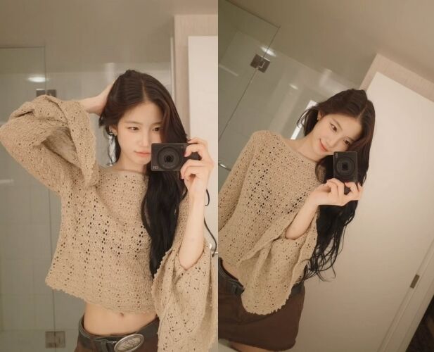 그룹 르세라핌 멤버 카즈하가 청순 미모를 자랑했다. / 카즈하 소셜미디어