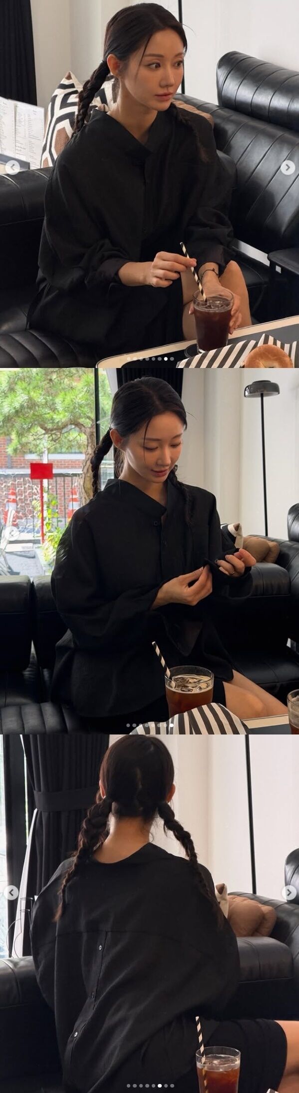 '쌍둥이 맘' 배우 한그루가 두 아이의 엄마라는 사실이 믿기지 않는, 새내기 대학생 같은 비주얼로 화제를 모으고 있다./한그루 소셜미디어