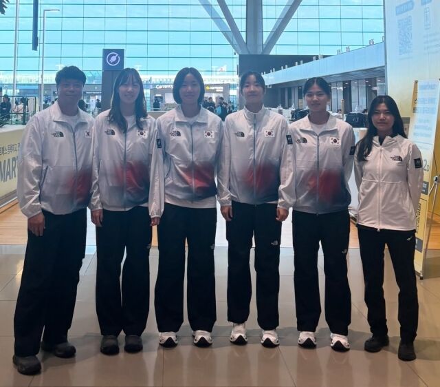 대한민국 3X3 여자농구 대표팀이 2026 아이치-나고야 아시안게임을 앞두고 인천국제공항을 통해 출국하고 있다./대한민국농구협회 제공