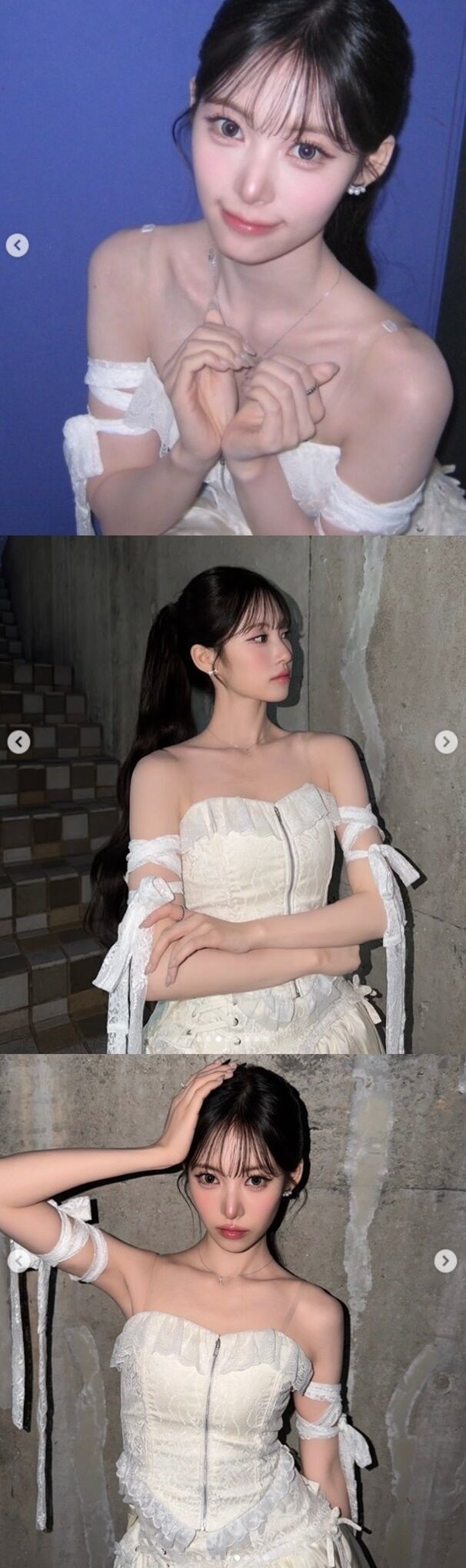 걸그룹 리센느(RESCENE) 리브가 손바닥보다 작은 비현실적인 얼굴 크기를 자랑하며 독보적인 요정 비주얼을 선보였다./리센느 소셜미디어