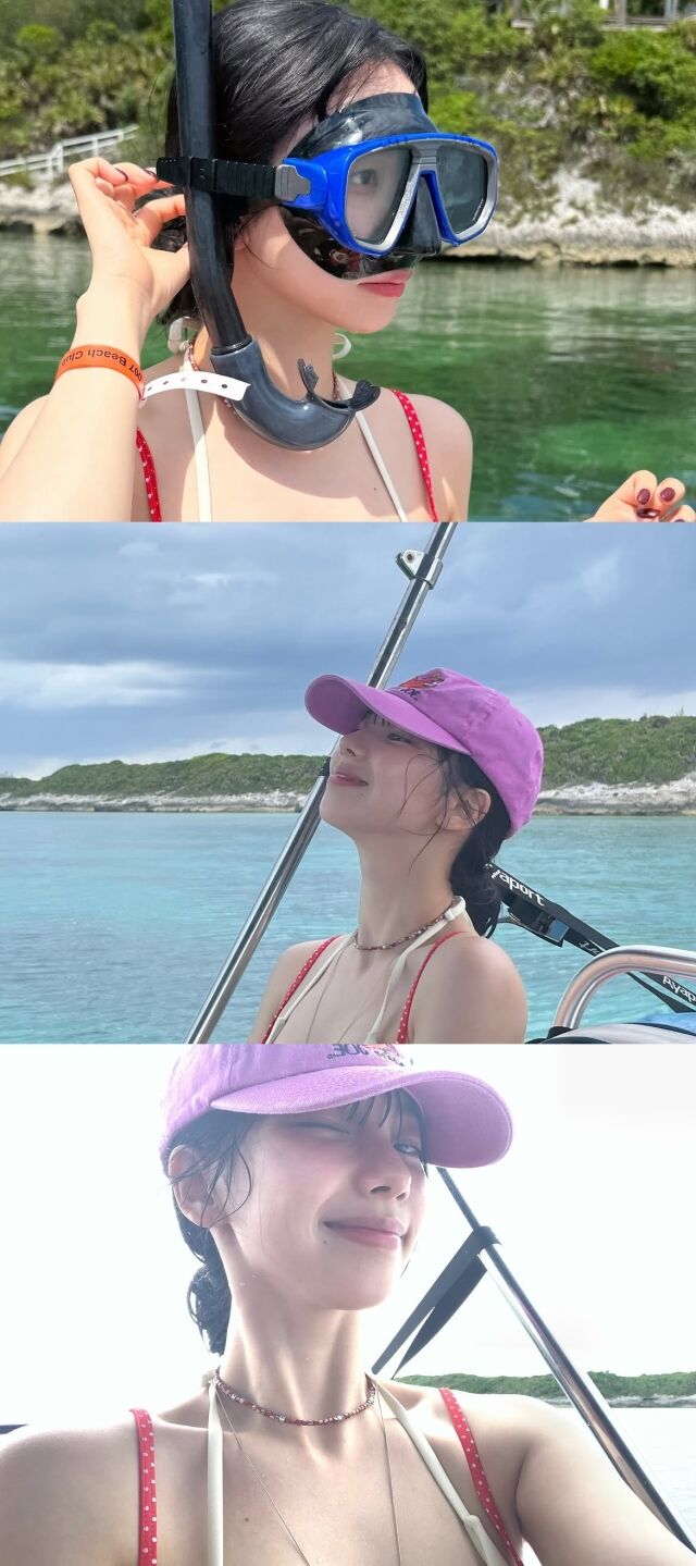 그룹 에스파 멤버 카리나가 휴양지에서의 일상을 전했다. / 카리나 소셜미디어