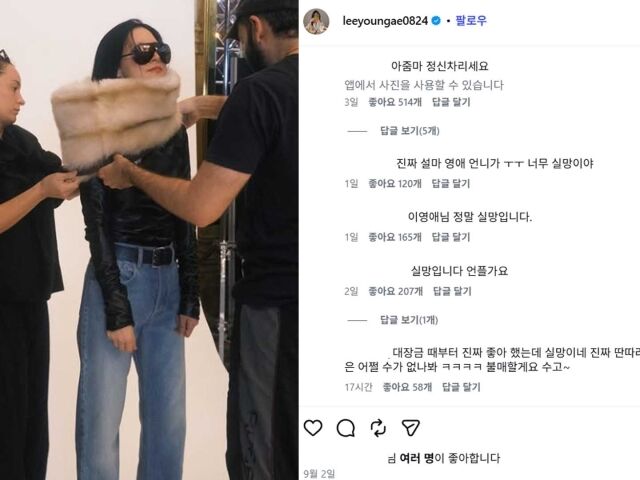이영애의 SNS에 악플이 달렸다. / 이영애 SNS