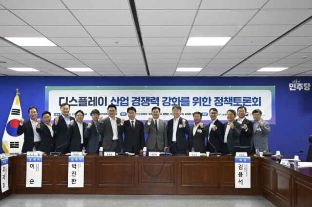 지난해 9월 23일 국회 의원회관에서 열린 '디스플레이산업 경쟁력 강화를 위한 정책토론회'에서 참석자들이 기념촬영을 하고 있다. /디스플레이산업협회