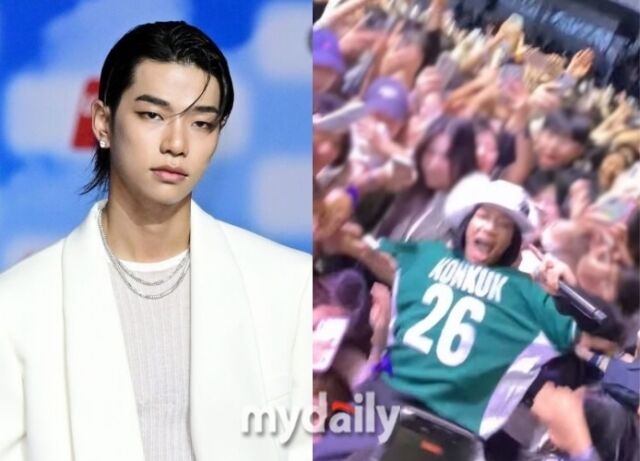 그룹 올데이 프로젝트 멤버 타잔이 관객 속으로 몸을 던졌다가 그대로 추락하는 아찔한 상황이 발생했다. / 마이데일리 및 소셜미디어 갈무리