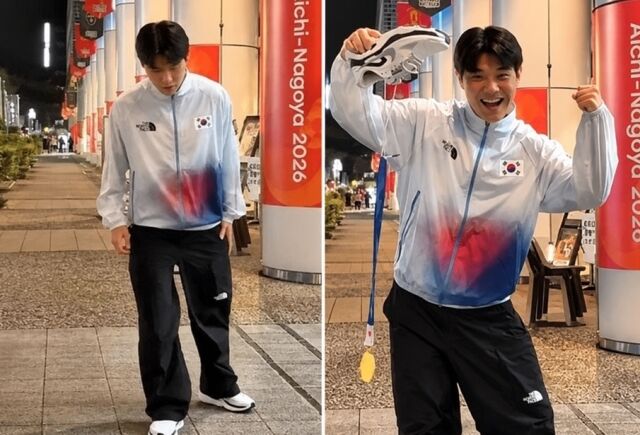 축구대표팀 최우진이 2026 아시안게임 금메달 획득 후 금메달 세리머니 영상을 올렸다./최우진 SNS