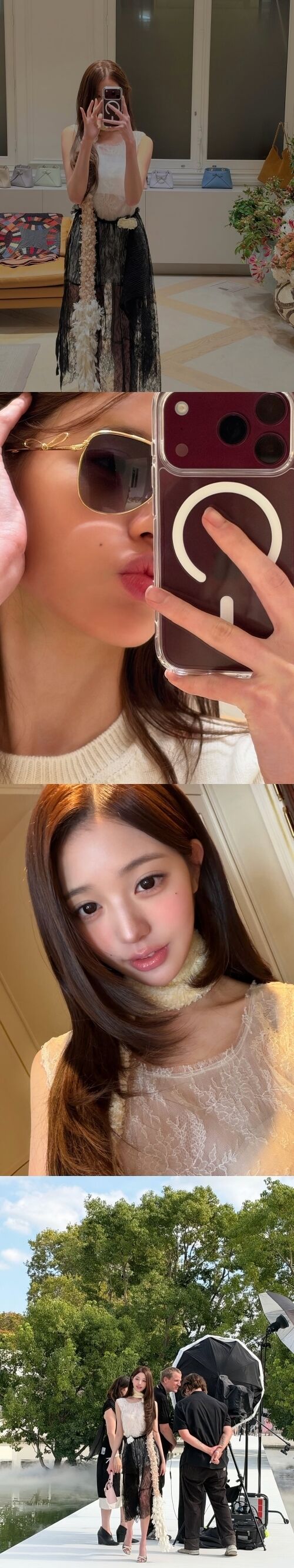 아이브 멤버 장원영이 파리 패션쇼 비하인드 사진을 대거 풀었다. / 장원영 소셜미디어