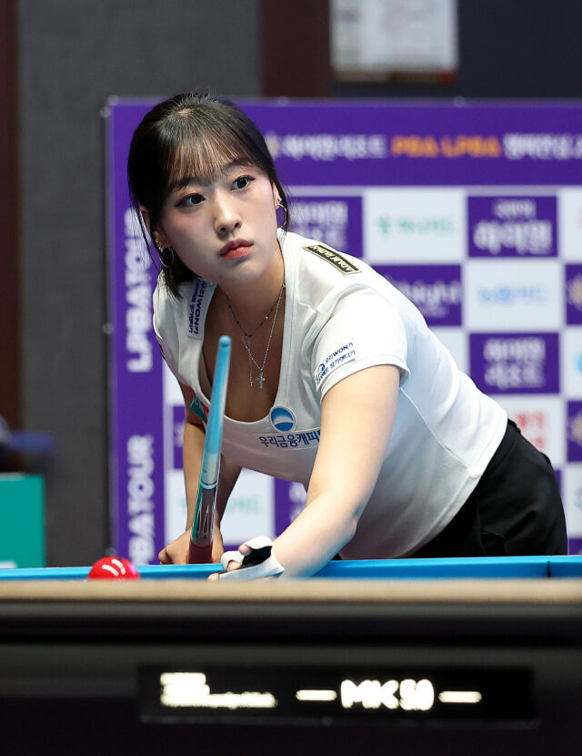 장가연(우리금융캐피탈)이 샷을 하고 있다./PBA 제공