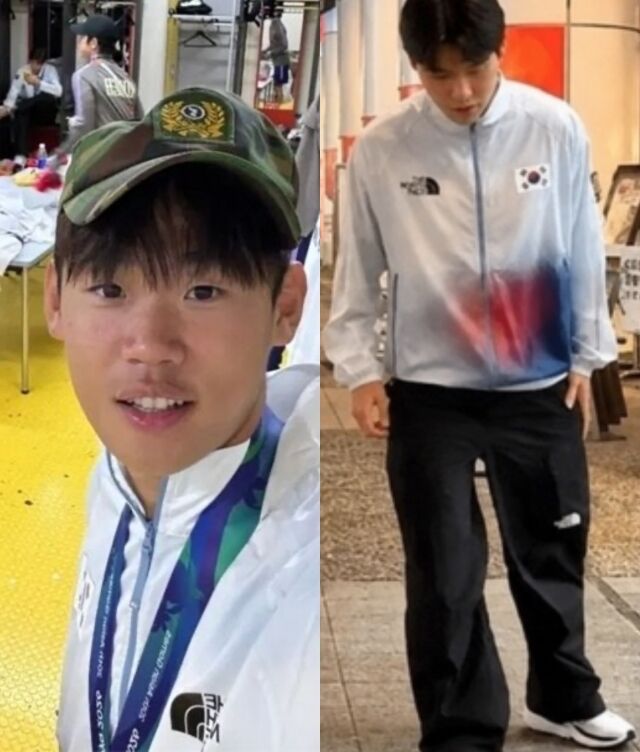 전역모를 찍은 사진을 올린 박승수와 다리를 저는 챌린지를 찍은 최우진./박승수·최우진 SNS