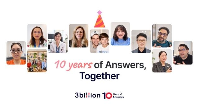 쓰리빌리언 창립 10주년 기념 캠페인 ‘10 Years of Answers, Together’. /쓰리빌리언