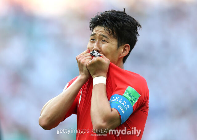2018 러시아월드컵 독일과의 조별리그 최종전에서 득점 후 기뻐하고 있는 손흥민./게티이미지코리아