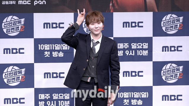 김연경, 양효진, 세븐틴 부승관이 8일 서울 마포구 MBC 마우스홀에서 열린 ‘신인감독 김연경2‘ 제작발표회에 참석해 포즈를 취하고 있다. / 마이데일리.