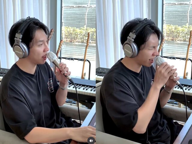 이승기가 집에서 편안한 복장으로 노래를 불렀다. / 이승기 소셜미디어
