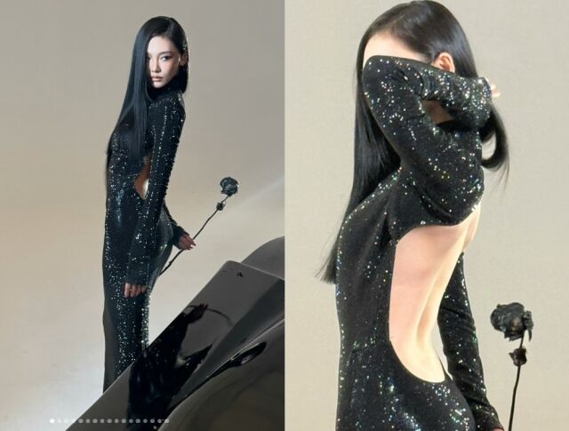 그룹 에스파의 멤버 닝닝이 S자 몸매를 고스란히 드러내는 도발적인 패션으로 전 세계 팬들의 시선을 강탈했다./닝닝 소셜미디어