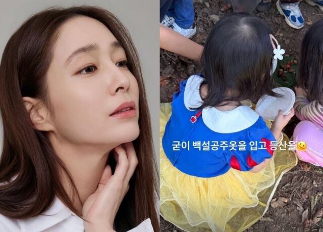 등산길에서도 공주 의상을 포기하지 않은 이민정 딸 서이 양의 앙증맞은 체구와 동화 속 공주님 같은 자태는 보는 이들에게 흐뭇한 웃음을 안겼다. /이민정 소셜미디어