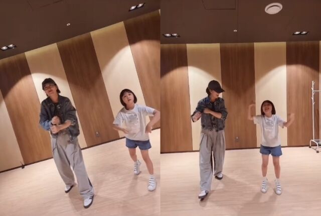 가수 장윤정이 딸 하영 양과 함께 커플 챌린지에 도전하고 있다. / 장윤정 소셜미디어